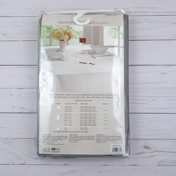 Encore Microfiber Fabric Tablecloth 60x102 Green Easy Care - Picture 2 of 2